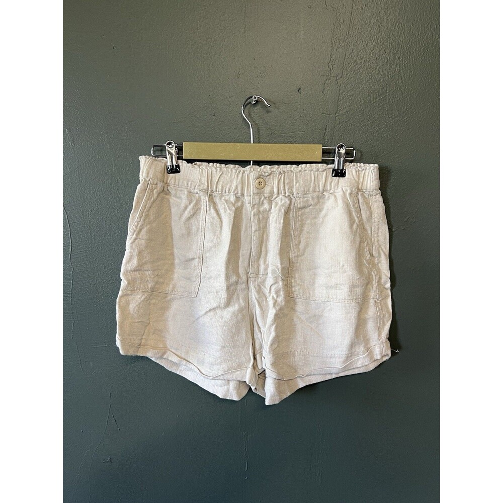 Blank NYC Womens Ivory Linen Shorts Stretch Fit Size Large